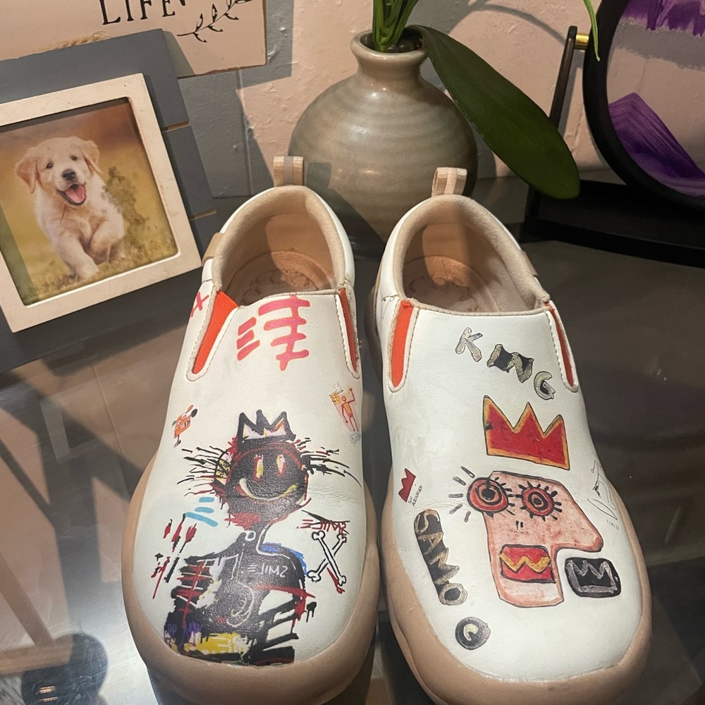 Kids Graphic Slip-On Shoes - White and Red